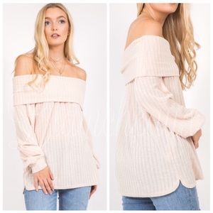 Women’s boutique Creme off-shoulder sweater